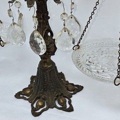 VINTAGE HOLLYWOOD REGENCY SCALE OF JUSTICE GILDED CAST METAL & CRYSTAL DECOR 19″