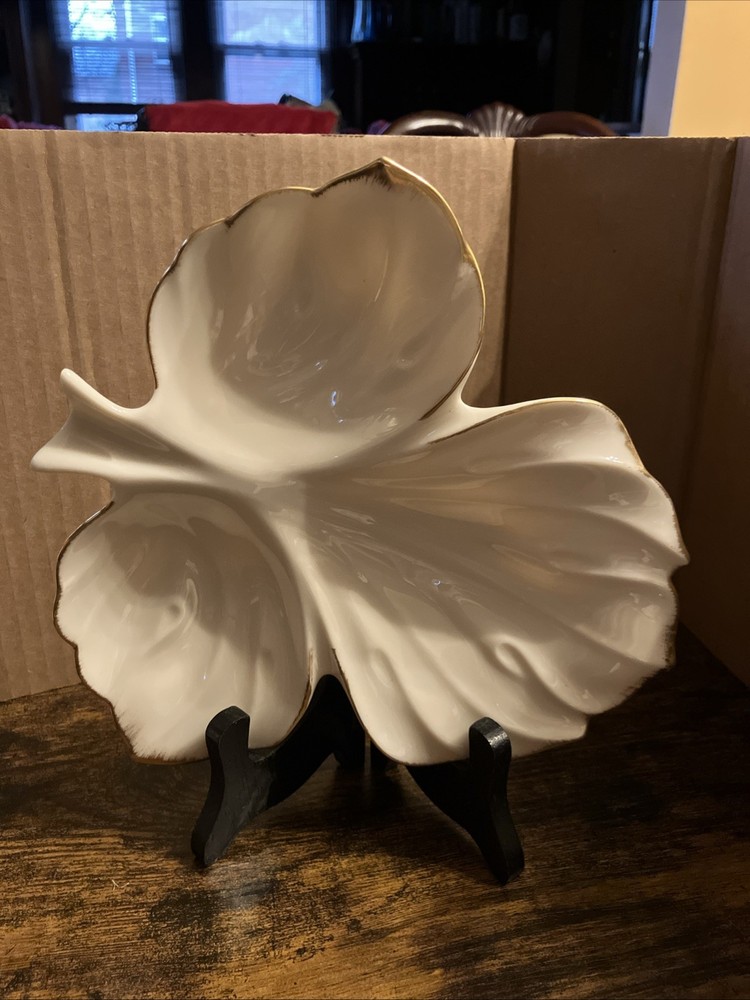 Vintage Lenox Leaf Dish Gold Trim 8.5”x8” Made in USA