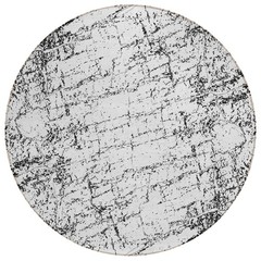 8′ Black White And Gray Round Abstract Washable Rug