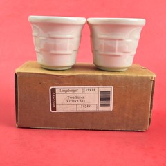 LONGABERGER POTTERY: WOVEN TRADITIONS 2 PK VOTIVE CANDLE HOLDERS IVORY