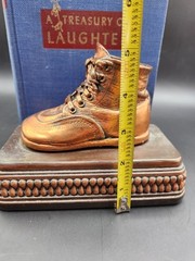Copper Colored Bronze Baby Shoes on Bases Bookends -Perma Plated- Vintage