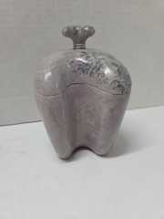 UNUSUALLY SHAPED ABSTRACT HAND-CARVED SIGNED SOAPSTONE TRINKET BOX W LID-UNIQUE!