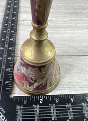 Vintage Unbranded Hand Painted Floral Brass Bell 9.25”