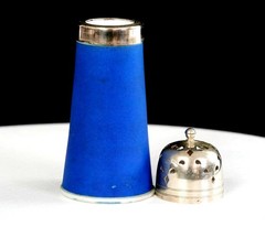 Staffordshire England Cobalt Blue Jasperware 5 1/2″ Sugar Muffineer 1890-1920
