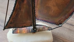 Vtg John De Mott Copper 10″ Sail Boat on Quartz Base Signed Nautical Gift