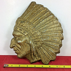 Vtg Cast Aluminum Native American Indian Chief Head Motorcycle Cigar Beer Sign
