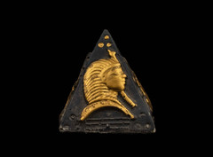 Authentic Ancient Egyptian Gilded Steatite Pyramid Figurine Scarab & Queen BC