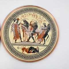 Lot Of 2 Vintage Greek Hanging Wall Plates-Handmade In Greece- Copper