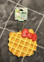 SANRIO Hamee HelloKitty Waffle Squishy Dangler Gold Ball Chain NEW 3in