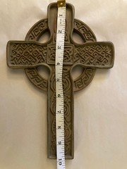 Set Of 3 Vintage Resin Celtic Religious Crosses Wall Hanging 10×6.75”