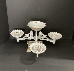 Vintage Cast Iron Metal Tabletop Candle Or Plant Holder Swivel Arms
