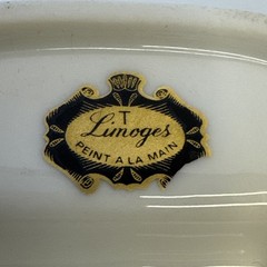 Antique Limoges Porcelain Ashtray w Gilt Bronze Floral France 4.5” Square