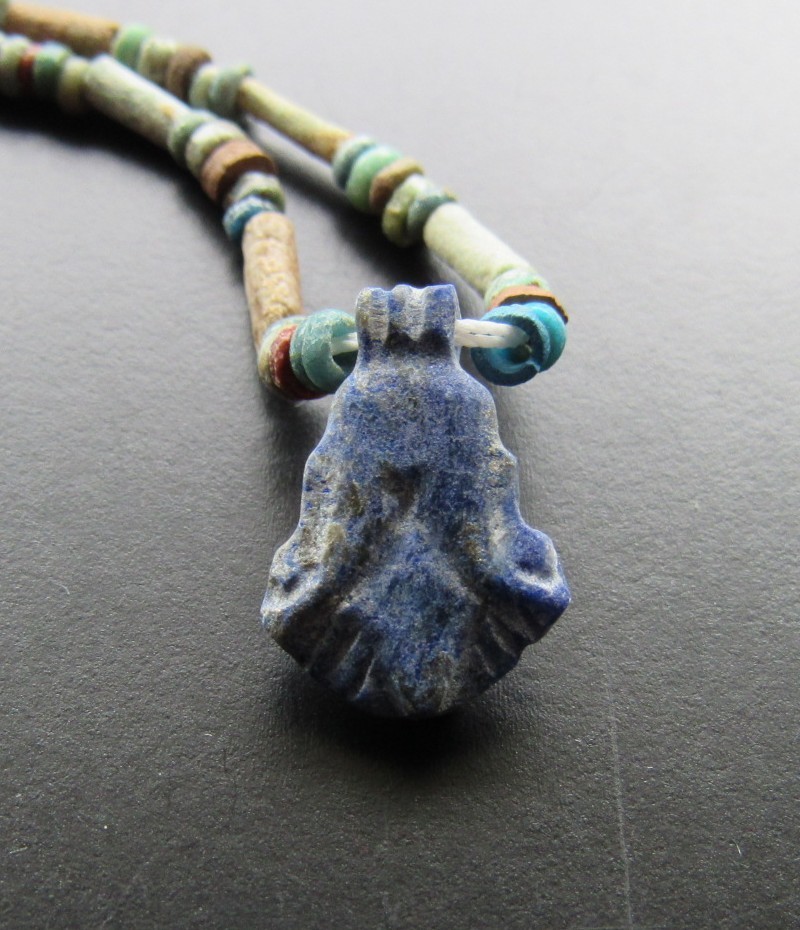 NILE Ancient Egyptian Lotus Amulet Mummy Bead Necklace ca 600 BC