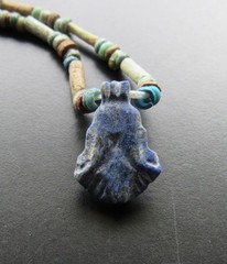 NILE Ancient Egyptian Lotus Amulet Mummy Bead Necklace ca 600 BC