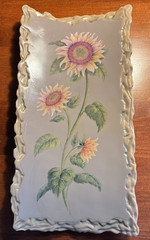 Heavy Hard Plastic Molded Wall Hanging Decor Sunflowers 12.5″x6.5″