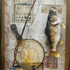 Wooden Fishing Row Boat Wall Hanging Art Cabin Mancave Bass Decor Sign Display