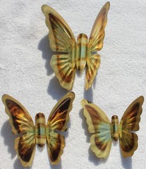 New Old Stock 3 Brass Butterflies in 3 Sizes Home Interiors #1173 Wall Decor