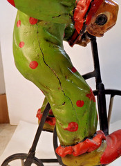 Vintage CLOWN ON BIG WHEEL Bicycle + display stand 16″ tall unbranded
