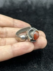 Rare Islamic Sliver Ring From Afghanistan With Islamic Writing Carnelian Stone