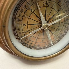 Antique Nautical Compass Handmade Wood Copper Coastal Nautical Decor Estate VTG