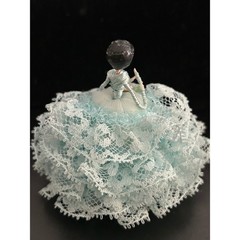 Lace Doll Figurine Unisex Small Blue Vintage Wire Body Handcrafted Unbranded
