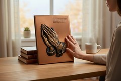 Vintage Copper Wall Plaque – Praying Hands 3D Relief – Serenity Prayer – Inspira