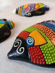 Brazilian Painted Decorative Fish Wall Hangings From JERIARTE of Brazil Set Of 3