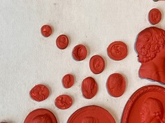 #1013 Grand Tour Revival Neoclassical Vintage Red Plaster Cast Waxed Intaglio Ar
