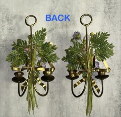 Vintage Italian Tole 13” Flower Wall Sconce (Set Of 2)