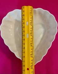 VTG Belleek Porcelain HEART SHAPED TRINKET DISH Scalloped & Ruffled Edge Ireland