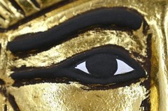 Gold Leaf Egyptian Goddess Hathor Ancient Egyptian Face and Solid Stone Figurine