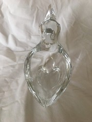 Vintage Sasaki Japan lead crystal Pelican candy nut trinket dish bowl 6″ tall