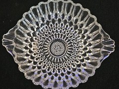 Set 6 Queens Necklace Pressed Glass Small Bowls w/ Handles & Tiny Hobnail Center