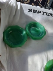 1930’s AKRO AGATE 5 Cereal Bowls JADE GREEN JADEITE JADITE