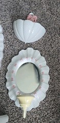 6pc Burwood Hobnail Mirrored Scones Candle Holders, Shelf & Center Mirror 1980’s