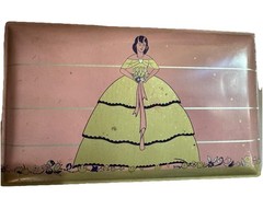 Vtg Gales Chocolates Tin Hinged Lid Candy Box Art Deco Lady Shabby Chic Belle