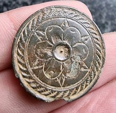 Rev War Era Tudor Rose Button Georgian Rare Design 18thc Detecting Find Antique