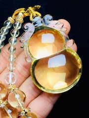 Natural yellow Citrine Quartz Crystal pixiu 貔貅 Pendant 18kAAAAA