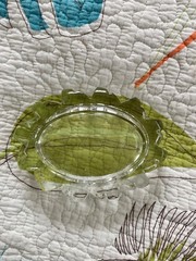 Vintage Avon, Oval,Clear Crystal Glass Dish, Heavy Glass, Jagged Edge, 5″ Long!