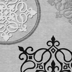 8′ X 10′ Gray Black And White Floral Medallion Washable Rug