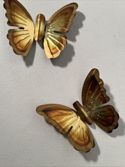 3 Vintage Home Interiors Brass Metal Butterfly Wall Hangings