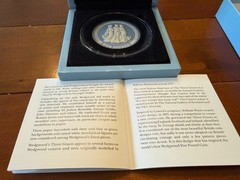 2018 Wedgwood Blue Jasperware 5 Pound Coin The Three Graces Ltd Ed 449 COA Box