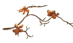 Vintage 60s Home Interior MCM Copper & Gold Tone Metal Wall Art Flower Stems