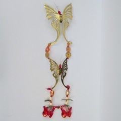 Vintage Homco Brass & Wood Butterfly Wall Art Decor MCM Home Decor