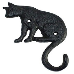 Esschert Design Cat Single Hook, 6 inches, Black