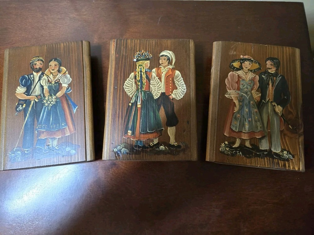 Vintage Wall Plaques From Switzerland, Set Of Three, Size: 3 1/2″w X 7 1/2″l…