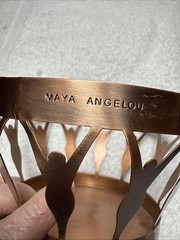 VTG Hallmark Maya Angelou Copper Figures Bowl Candle Holder “…more alike…” 2001