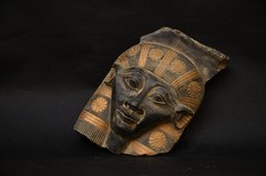 Egyptian Hathor Mask Sculpture Ancient Egyptian Antiques Face and Solid Stone BC