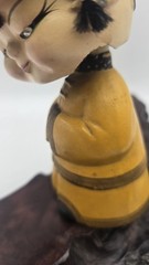 Vintage 1950’s CDGC Asian Female Bobblehead Red Hat Yellow Cloting Japan *read