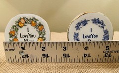 Vintage Porcelain Florida Orange Souvenir Toothpick Holders “I love you Mom/Dad”